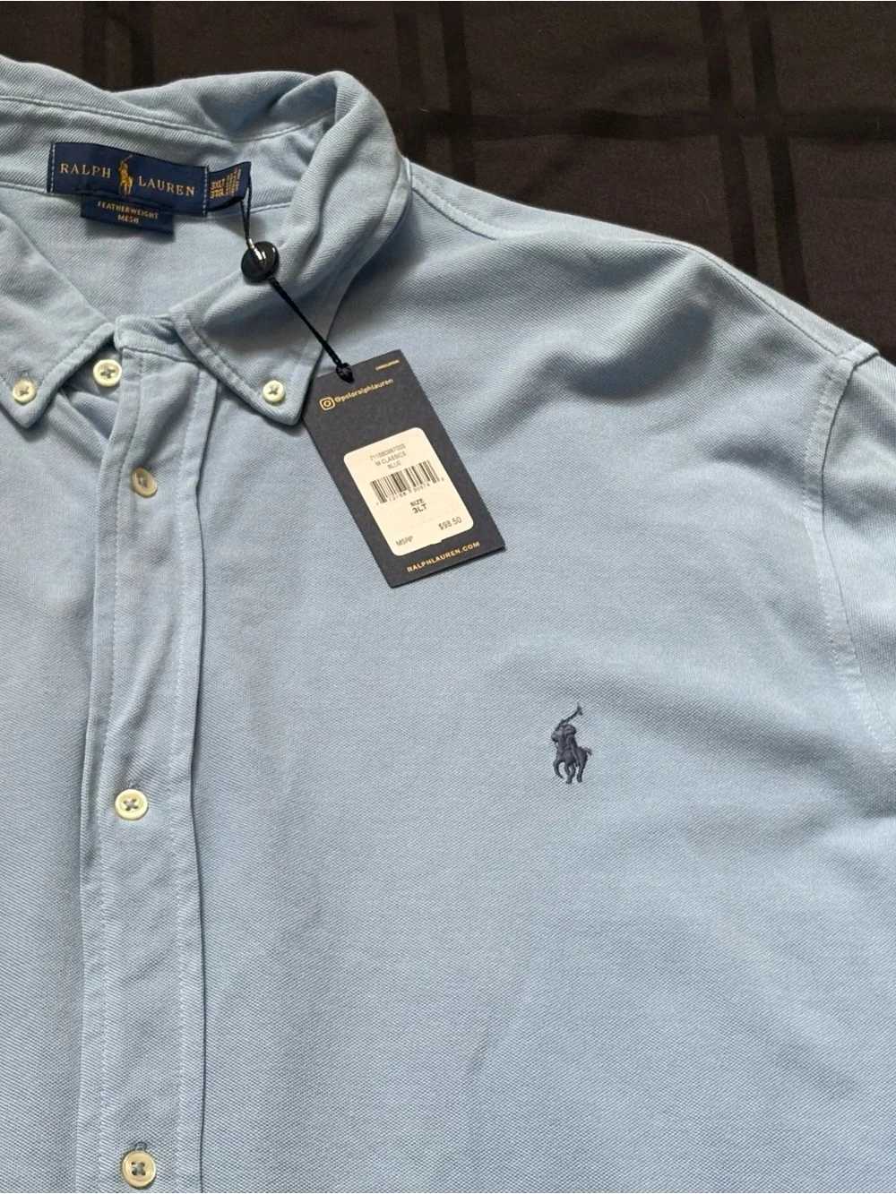 NWT Polo Ralph Lauren Featherweight Mesh Shirt Men’s 3XLT Blue Long Sleeve